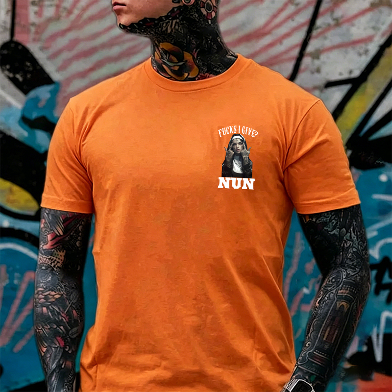F*CKS I GIVE NUN Defiant Nun Print Men's T-Shirt Image - 10
