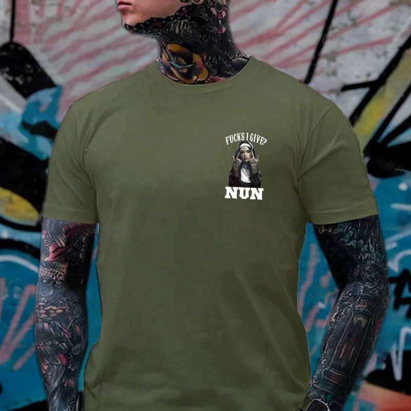 F*CKS I GIVE NUN Defiant Nun Print Men's T-Shirt Image - 13