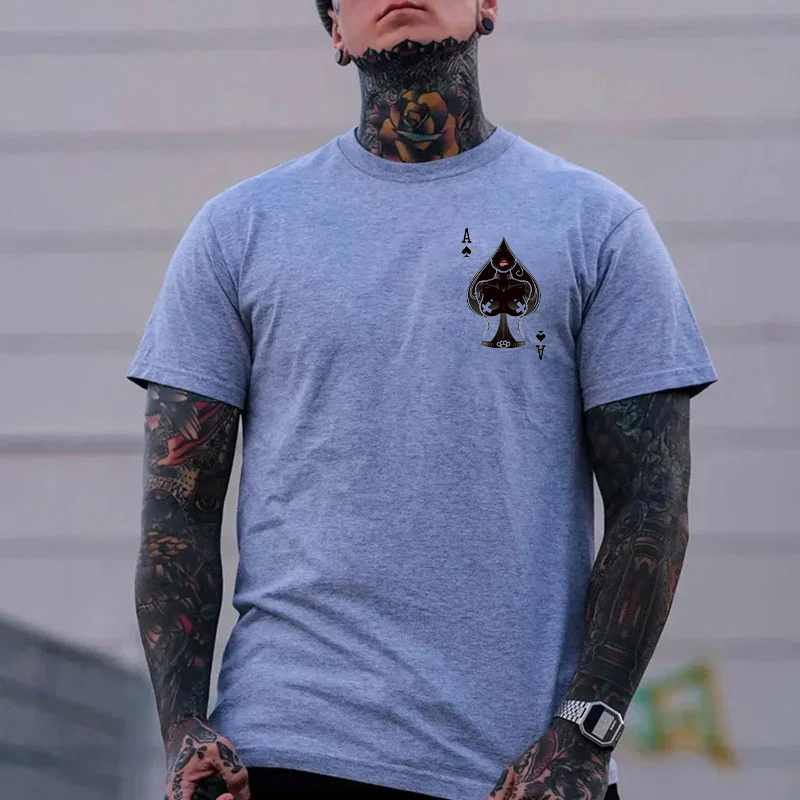 Poker A The Queen of Spades Sexy Nun White Print T-shirt Image - 12