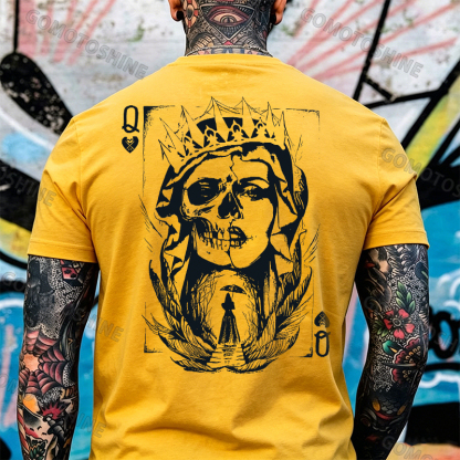 Poker Q Gloomy Queen Vintage Style White Print T-shirt