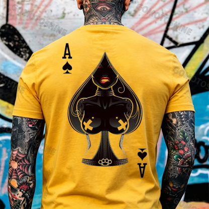 Poker A The Queen of Spades Sexy Nun White Print T-shirt Image - 15