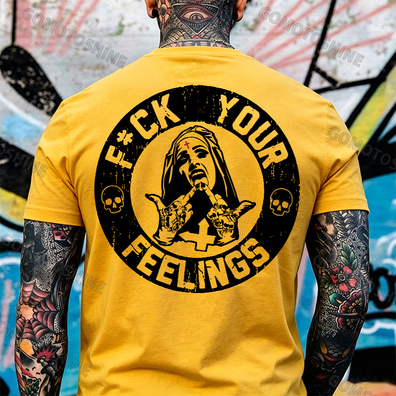 F*ck Your Feelings Black Print T-Shirt