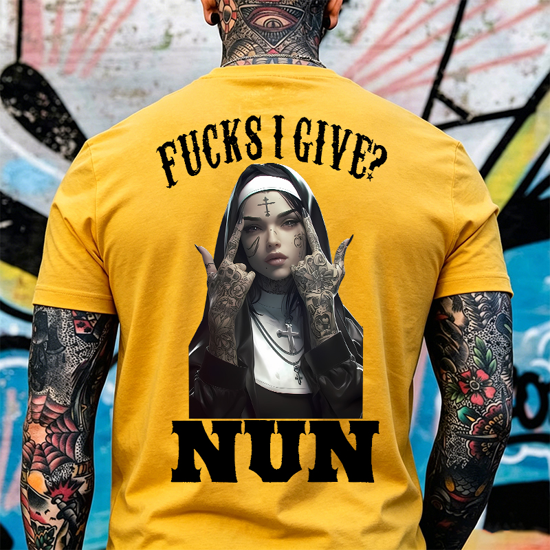 F*CKS I GIVE NUN Defiant Nun Print Men's T-Shirt