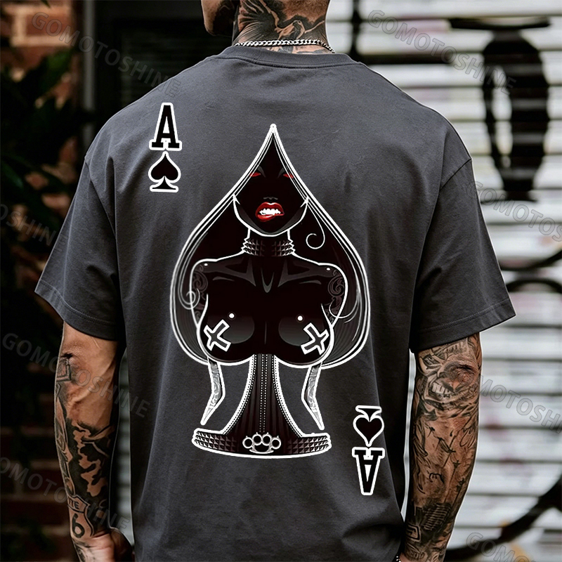 Poker A The Queen of Spades Sexy Nun White Print T-shirt Image - 16