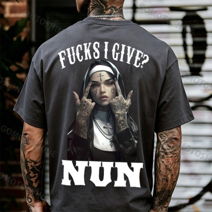 F*CKS I GIVE NUN Defiant Nun Print Men's T-Shirt Image - 17
