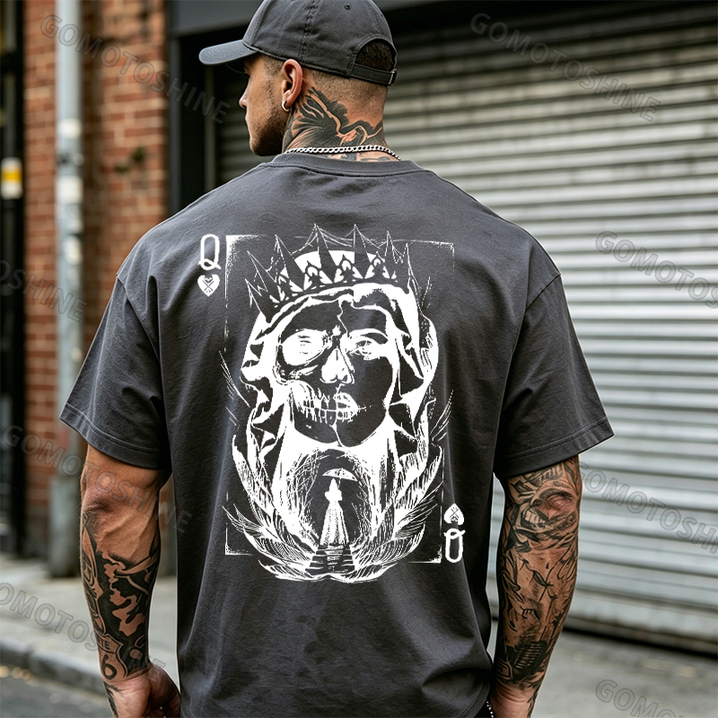 Poker Q Gloomy Queen Vintage Style White Print T-shirt Image - 8