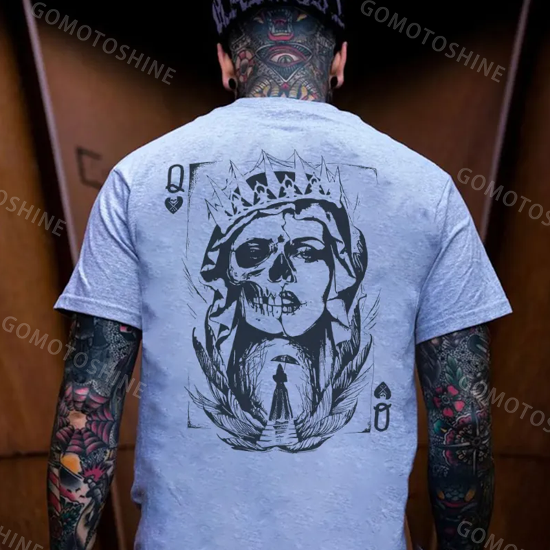 Poker Q Gloomy Queen Vintage Style White Print T-shirt Image - 16