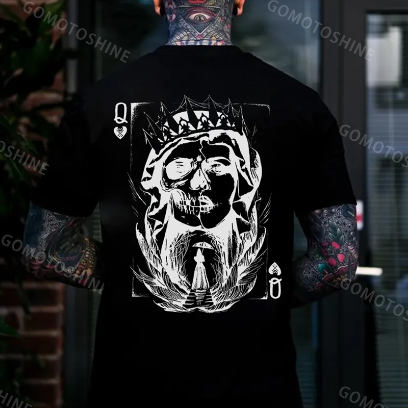 Poker Q Gloomy Queen Vintage Style White Print T-shirt Image - 14