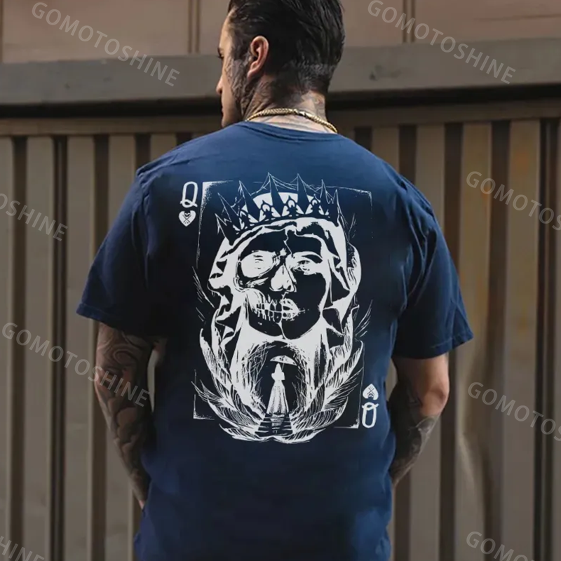 Poker Q Gloomy Queen Vintage Style White Print T-shirt Image - 10