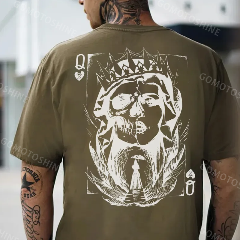Poker Q Gloomy Queen Vintage Style White Print T-shirt Image - 12