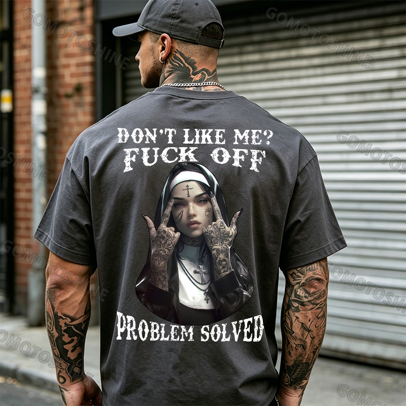 DON'T LIKE ME F*CK OFF Defiant Nun Print Men's T-Shirt Image - 21