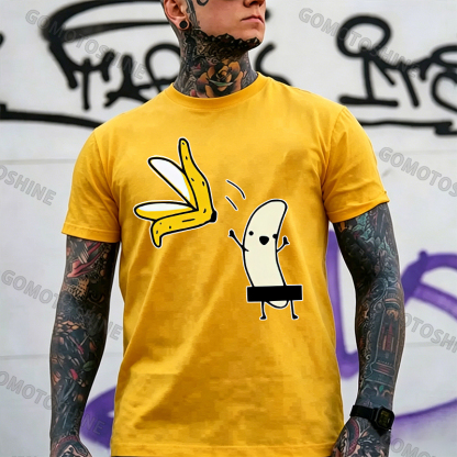 A Peeled Banana Sexy Cartoon White Print T-Shirt Image - 5