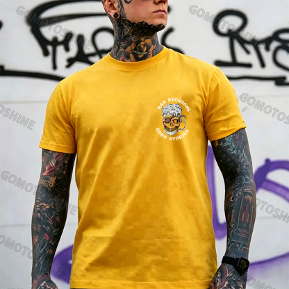 BAD DECISIONS GOOD STORIES Black Print T-Shirt Image - 21
