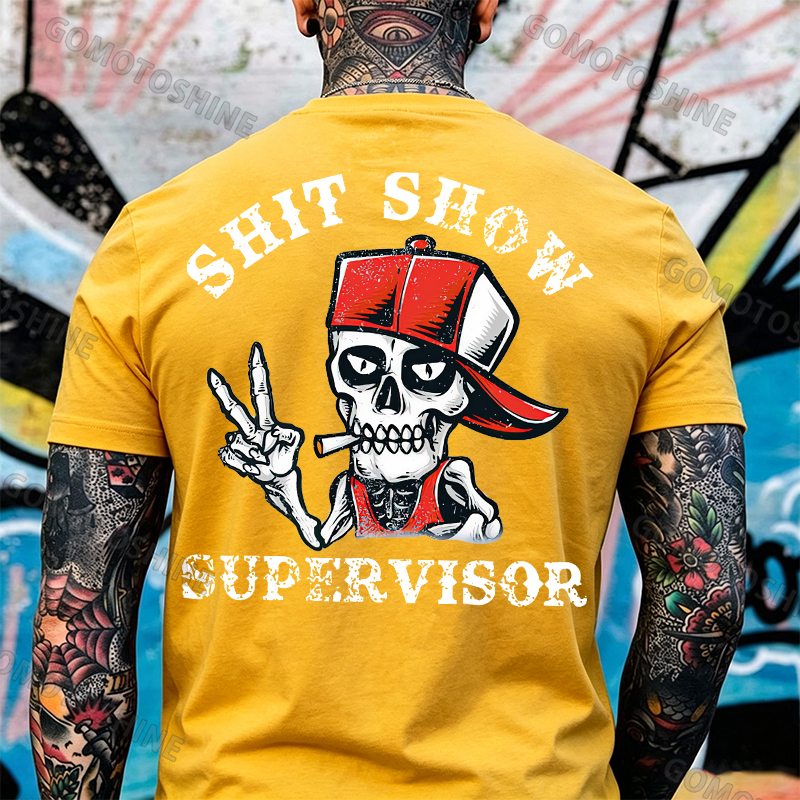 SHIT SHOW SUPERVISOR Skull Print T-Shirt Image - 14