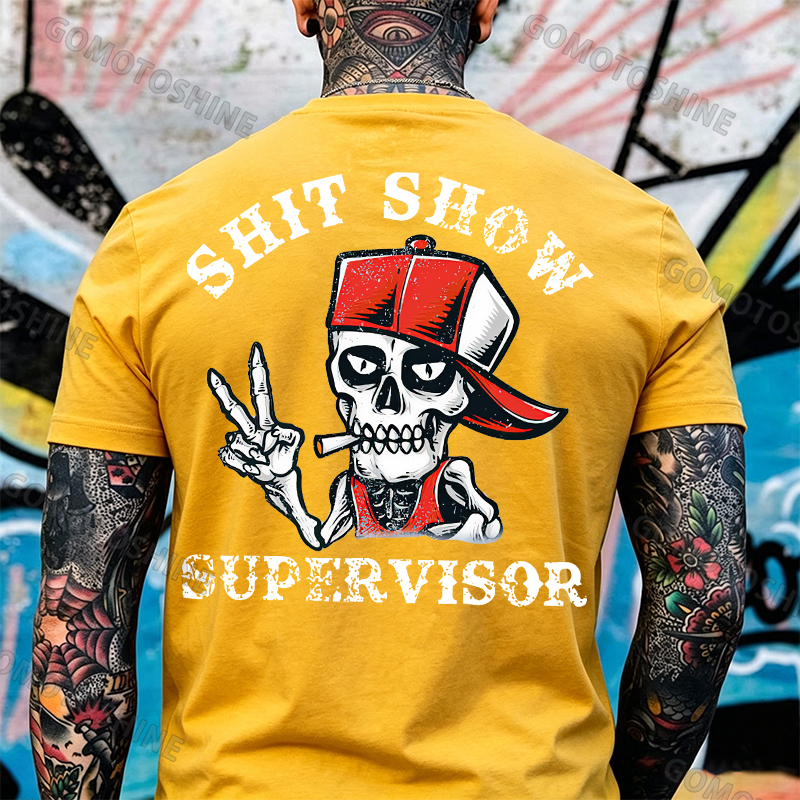 SHIT SHOW SUPERVISOR Skull Print T-Shirt Image - 14