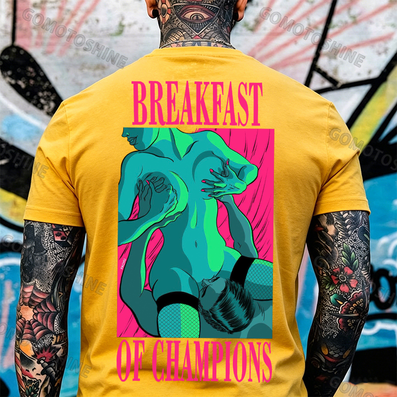 BREAKFAST OF CHAMPIONS Man Suck Sexy Woman Print Men's T-shirt Image - 7