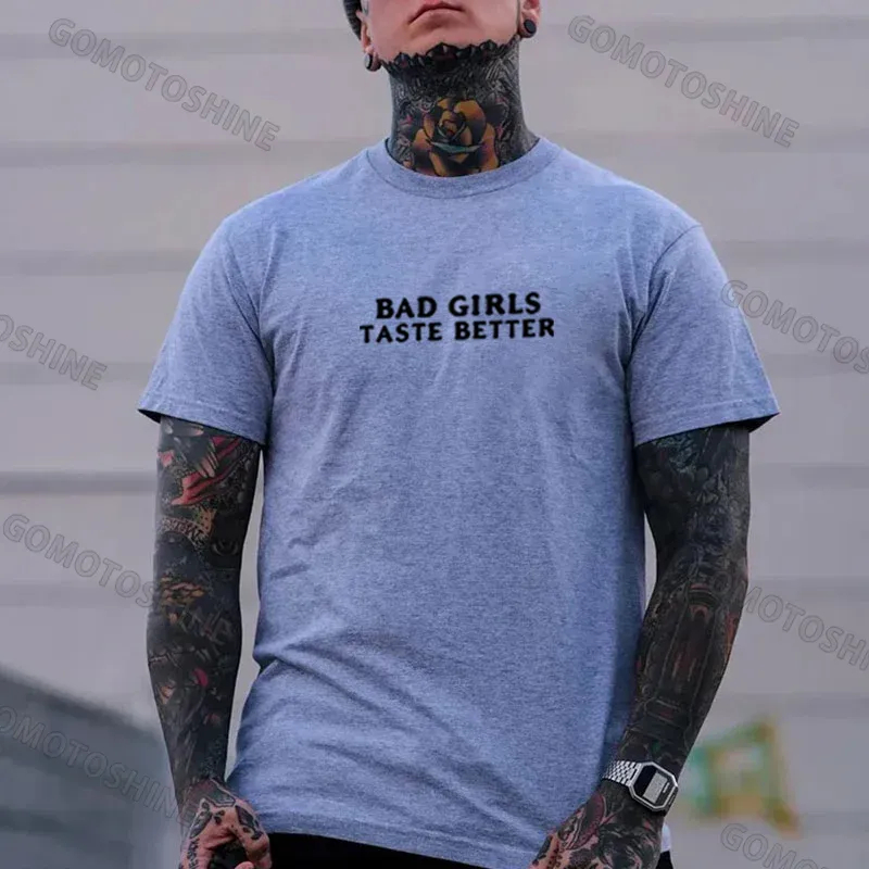 BAD GIRLS TASTE BETTER Defiant Sexy Lady Print Men's T-Shirt Image - 13