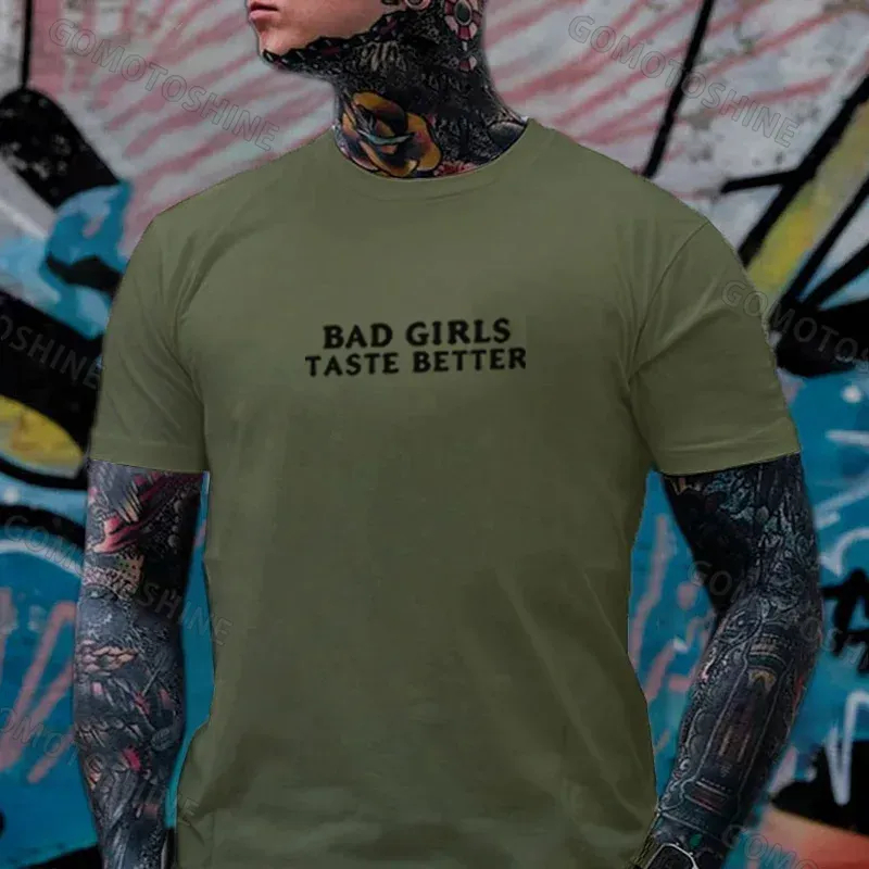 BAD GIRLS TASTE BETTER Defiant Sexy Lady Print Men's T-Shirt Image - 17