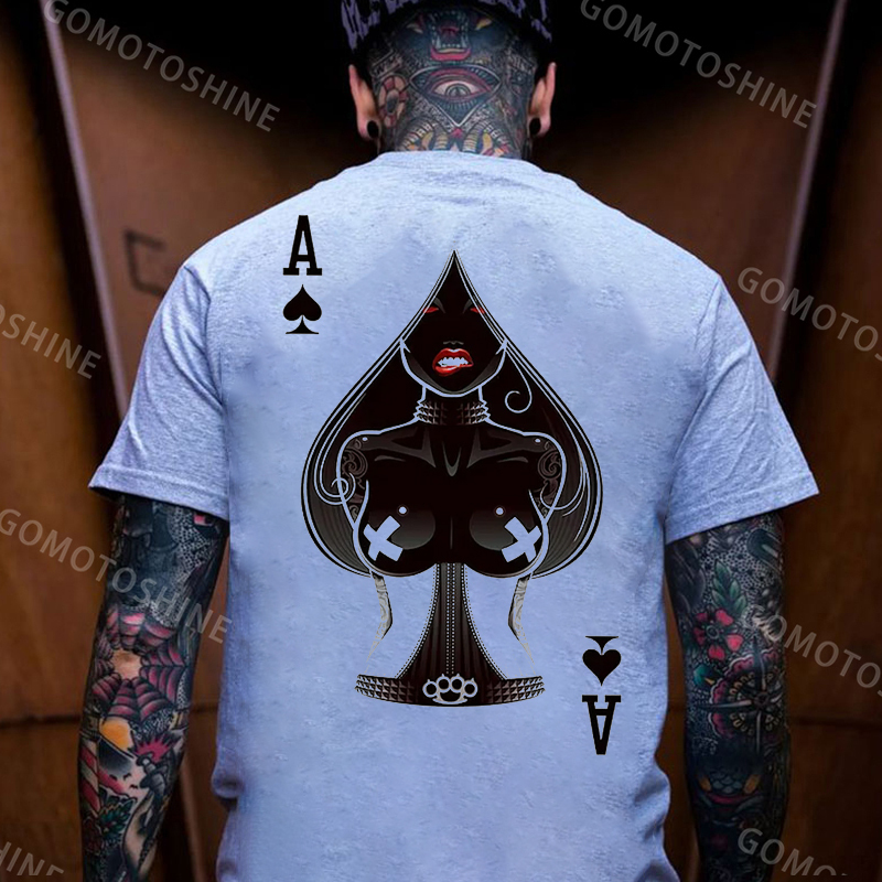 Poker A The Queen of Spades Sexy Nun White Print T-shirt Image - 10