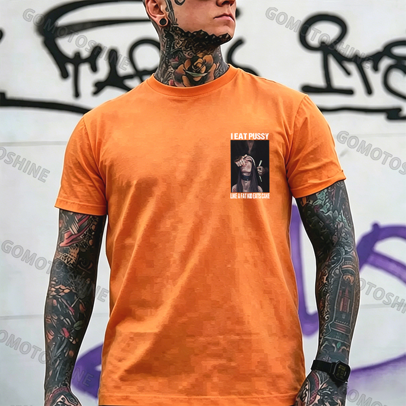 I EAT PUSSY LIKE A FAT KID EATS CAKE Suck Finger Nun Print Men's T-shirt Image - 11