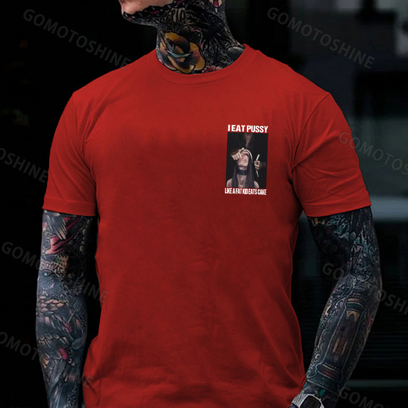 I EAT PUSSY LIKE A FAT KID EATS CAKE Suck Finger Nun Print Men's T-shirt Image - 12