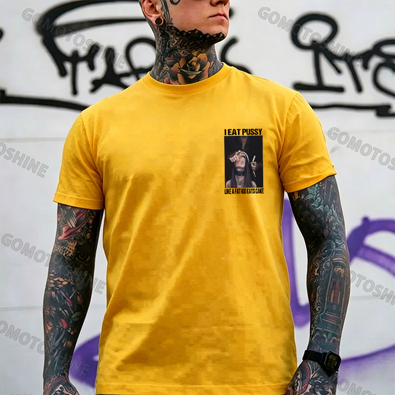 I EAT PUSSY LIKE A FAT KID EATS CAKE Suck Finger Nun Print Men's T-shirt Image - 14