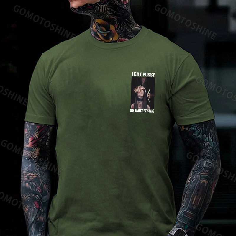 I EAT PUSSY LIKE A FAT KID EATS CAKE Suck Finger Nun Print Men's T-shirt Image - 15