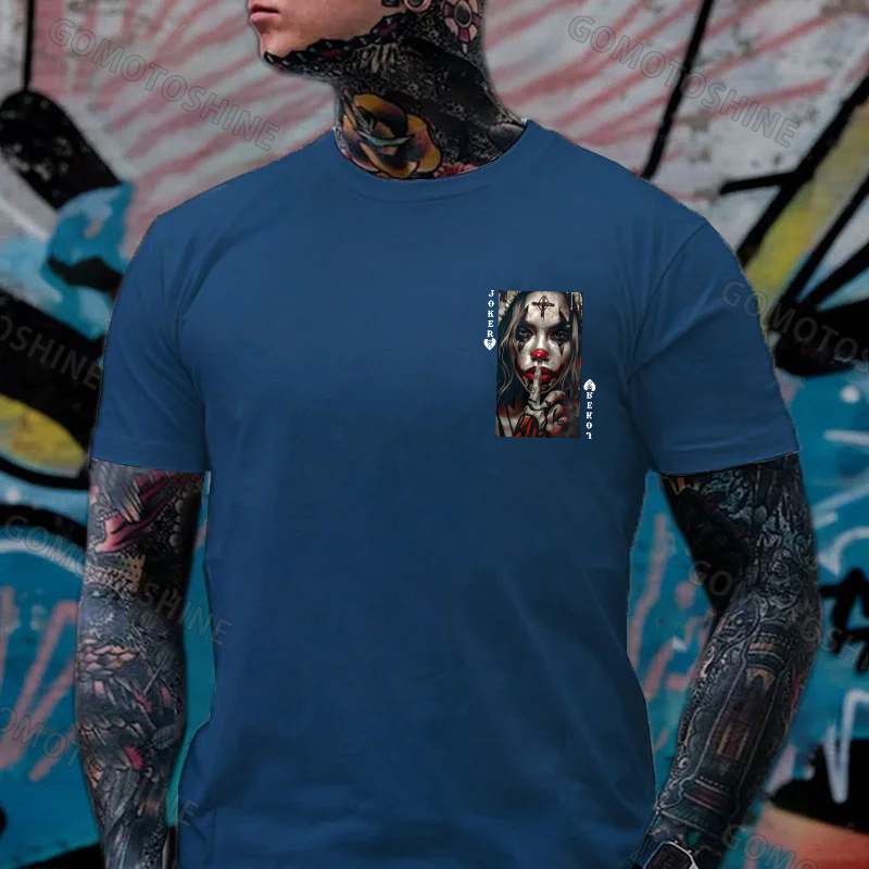 POKER JOKER GIRL Keep Silent Print Men's T-shirt Image - 13