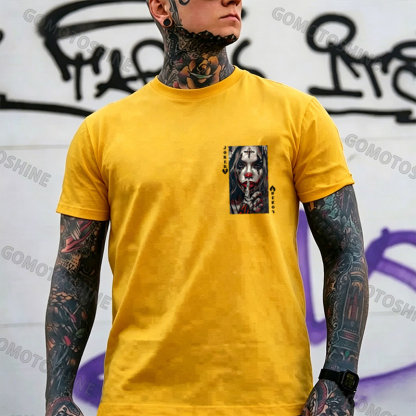 POKER JOKER GIRL Keep Silent Print Men's T-shirt Image - 15