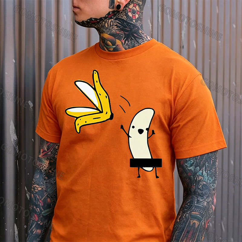 A Peeled Banana Sexy Cartoon White Print T-Shirt Image - 12
