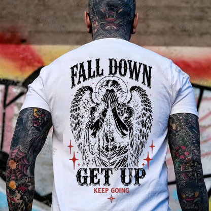 FALL DOWN GET UP KEEP GOING Crying Heaven Print Men's T-shirt