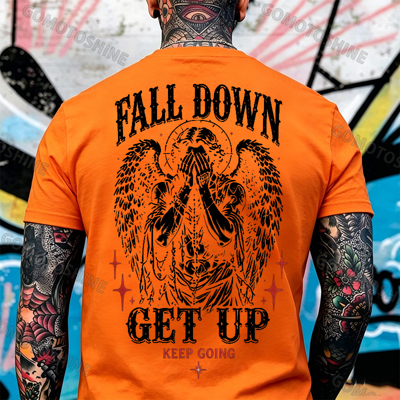 FALL DOWN GET UP KEEP GOING Crying Heaven Print Men's T-shirt