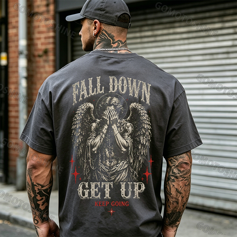FALL DOWN GET UP KEEP GOING Crying Heaven Print Men's T-shirt