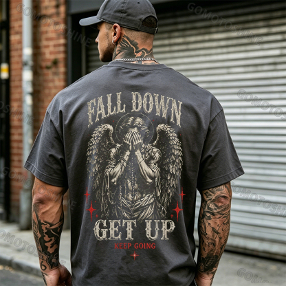 FALL DOWN GET UP KEEP GOING Crying Heaven Print Men's T-shirt