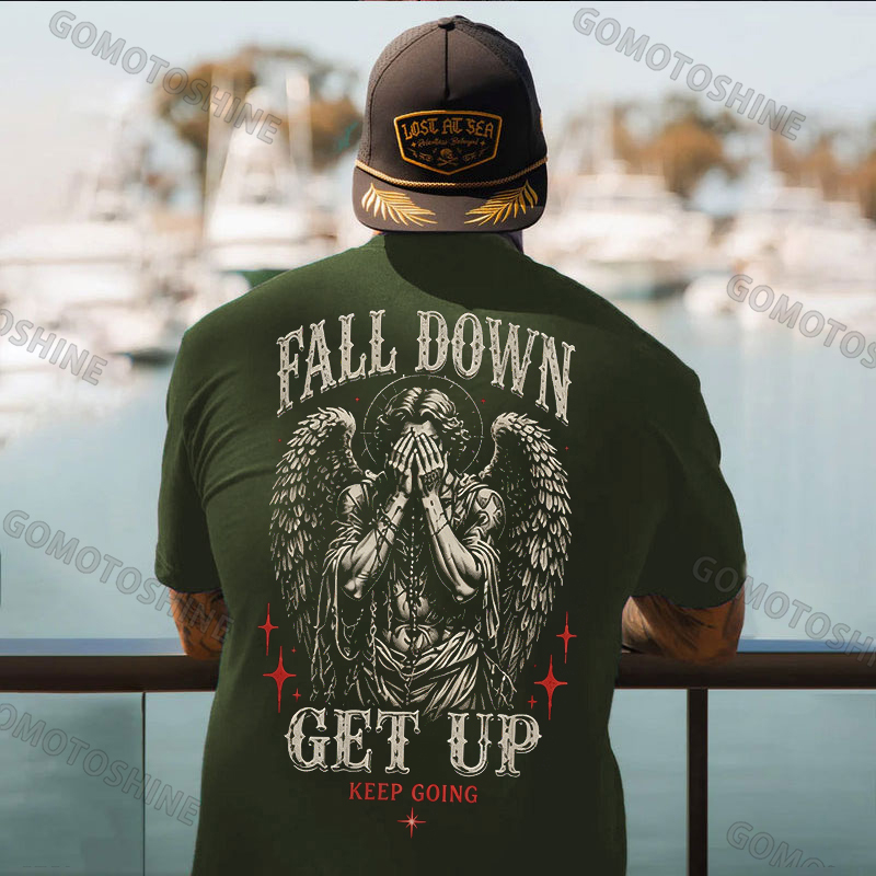 FALL DOWN GET UP KEEP GOING Crying Heaven Print Men's T-shirt