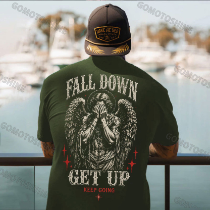 FALL DOWN GET UP KEEP GOING Crying Heaven Print Men's T-shirt
