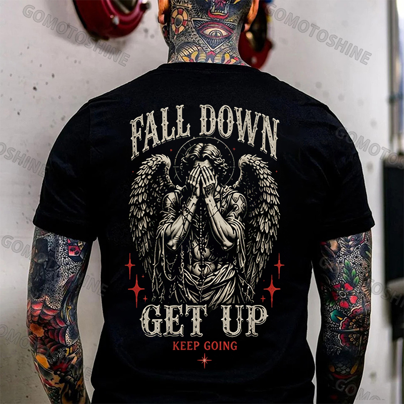 FALL DOWN GET UP KEEP GOING Crying Heaven Print Men's T-shirt