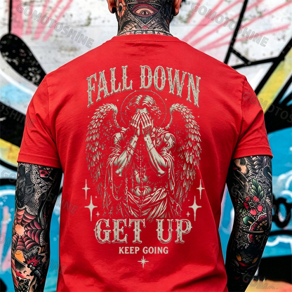 FALL DOWN GET UP KEEP GOING Crying Heaven Print Men's T-shirt