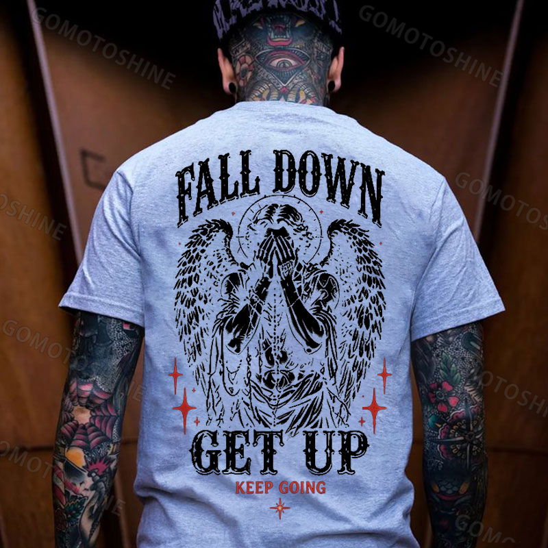 FALL DOWN GET UP KEEP GOING Crying Heaven Print Men's T-shirt
