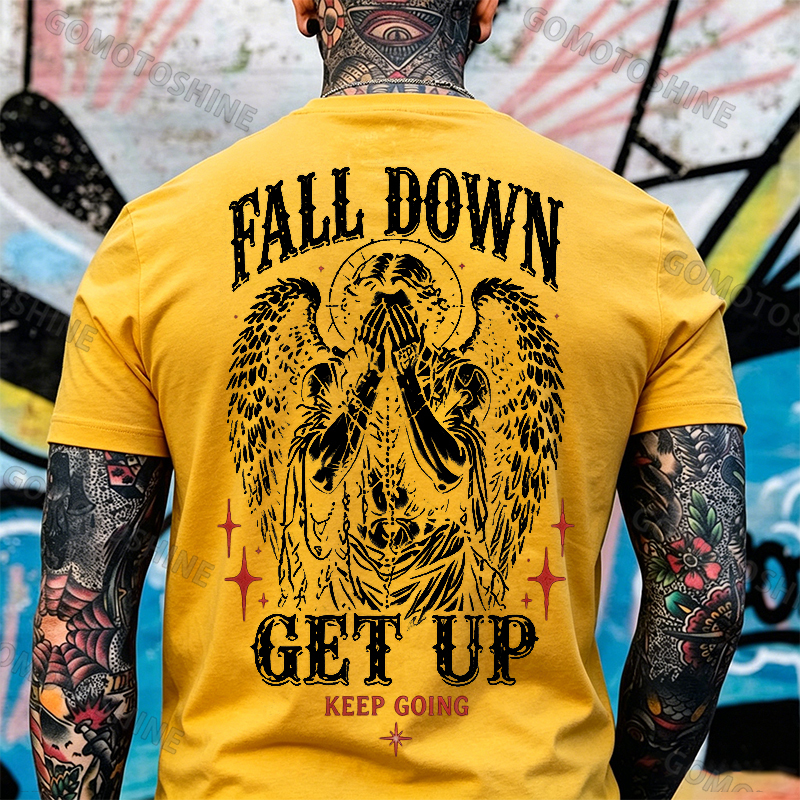 FALL DOWN GET UP KEEP GOING Crying Heaven Print Men's T-shirt