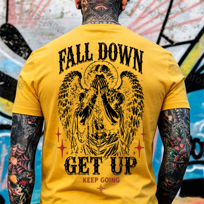 FALL DOWN GET UP KEEP GOING Crying Heaven Print Men's T-shirt