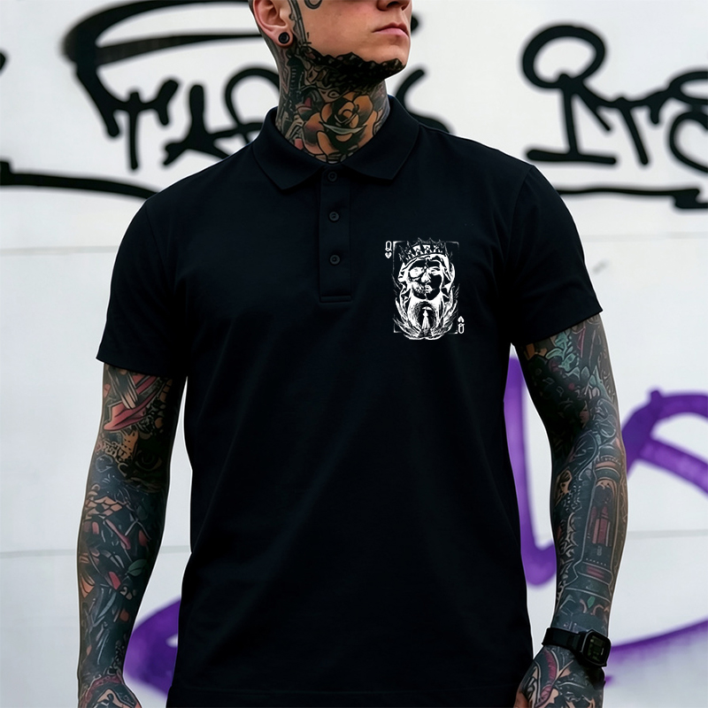 Poker Q Gloomy Queen Vintage Style Print Men's Polo Shirt