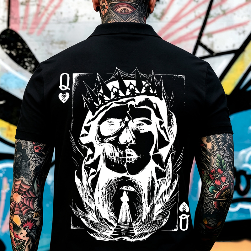 Poker Q Gloomy Queen Vintage Style Print Men's Polo Shirt
