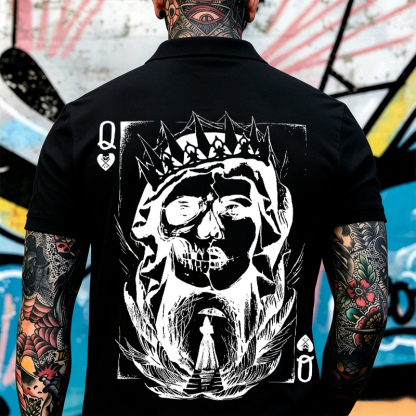Poker Q Gloomy Queen Vintage Style Print Men's Polo Shirt