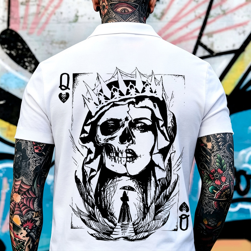 Poker Q Gloomy Queen Vintage Style Print Men's Polo Shirt