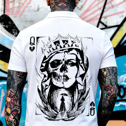 Poker Q Gloomy Queen Vintage Style Print Men's Polo Shirt