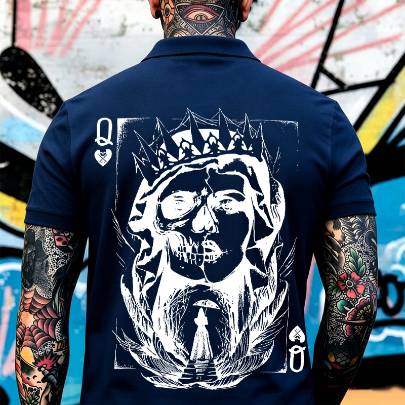 Poker Q Gloomy Queen Vintage Style Print Men's Polo Shirt