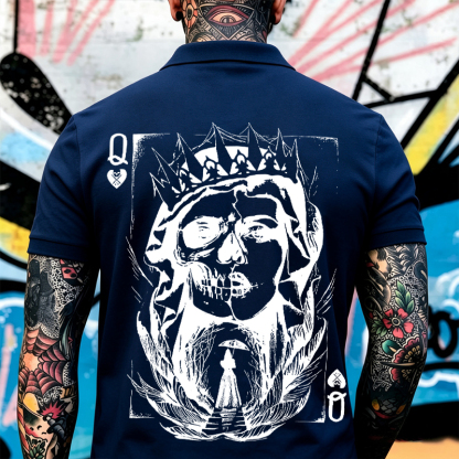 Poker Q Gloomy Queen Vintage Style Print Men's Polo Shirt