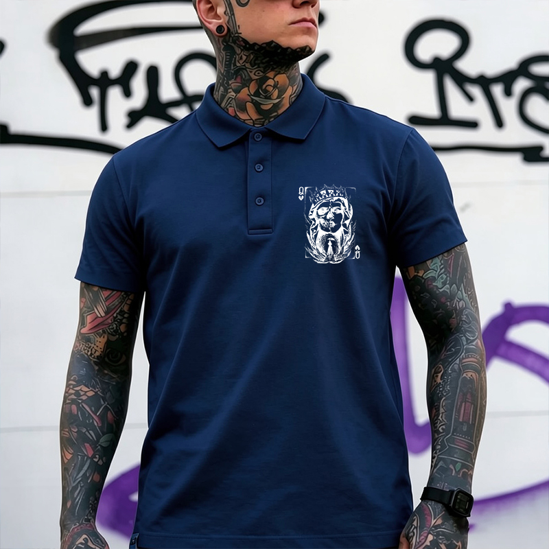 Poker Q Gloomy Queen Vintage Style Print Men's Polo Shirt