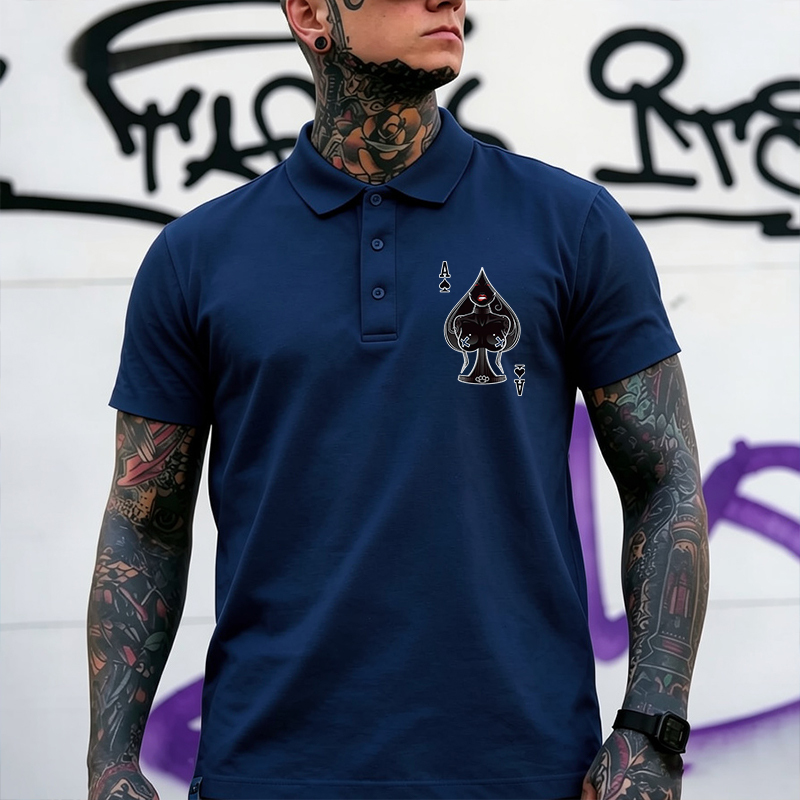 Poker A The Queen of Spades Sexy Nun Print Men's Polo Shirt Image - 4